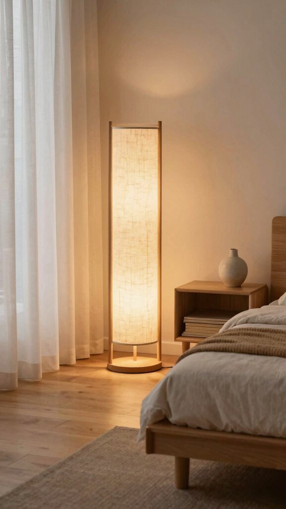 floor lamps with wood and linen accents