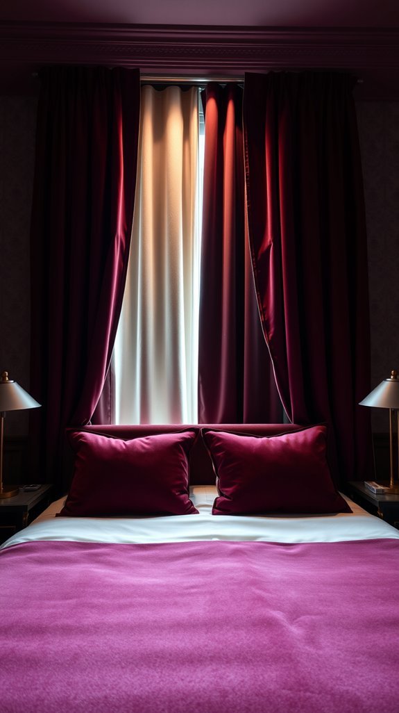 floor to ceiling burgundy curtains transform space