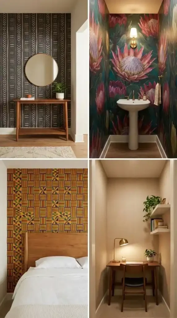 four-panel-shot-four-beginner-friendly-afro-bohemian-wallpaper-zones
