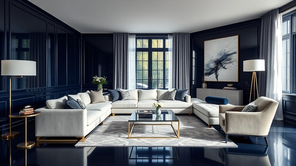 glossy navy walls luminous openness