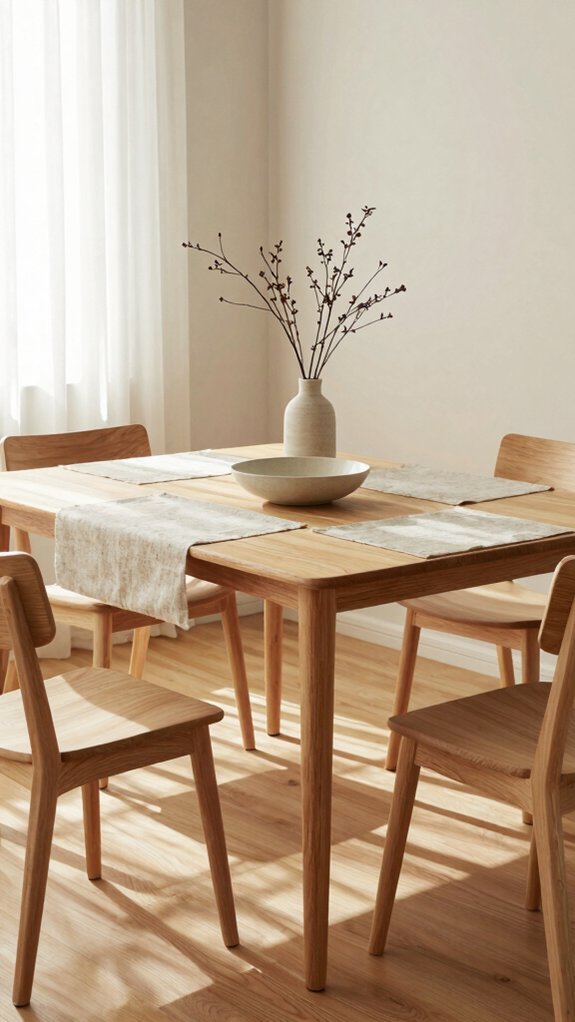 grounding light wood dining tables