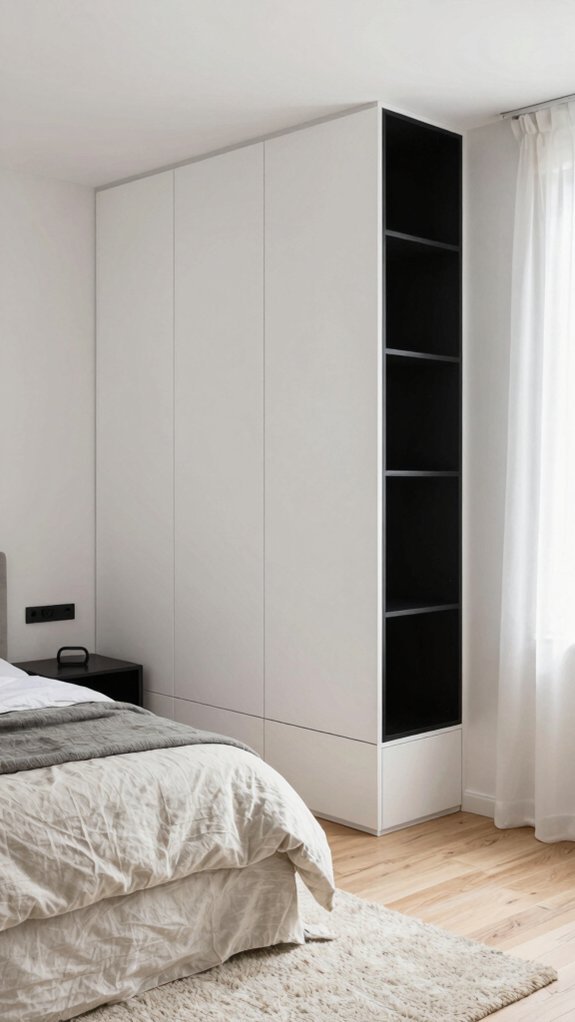 hidden storage for minimalist bedroom efficiency