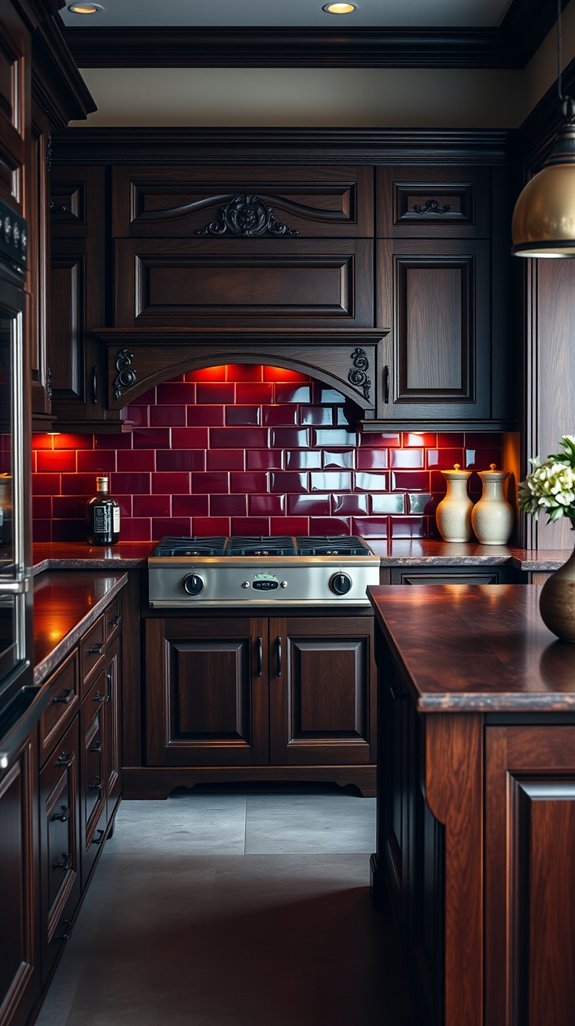 jacobean oak merlot kitchen mood