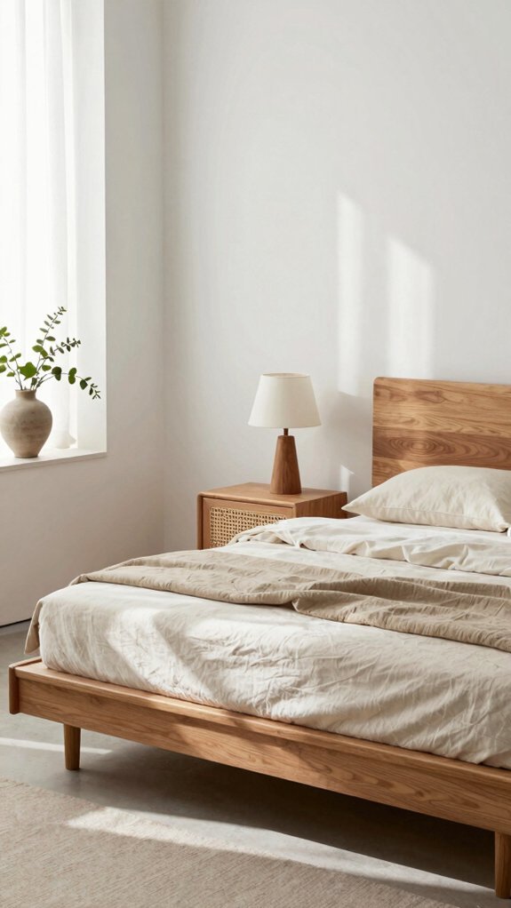 japandi low profile anchoring bed