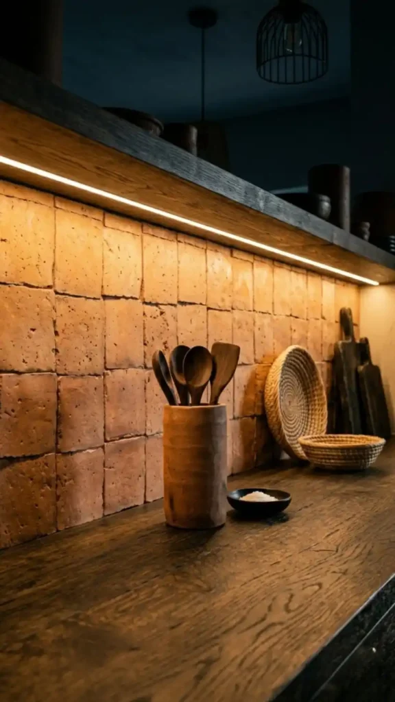 Terracotta-tile-glowing-amber-under-warm-2700K-kitchen-under-shelf-light