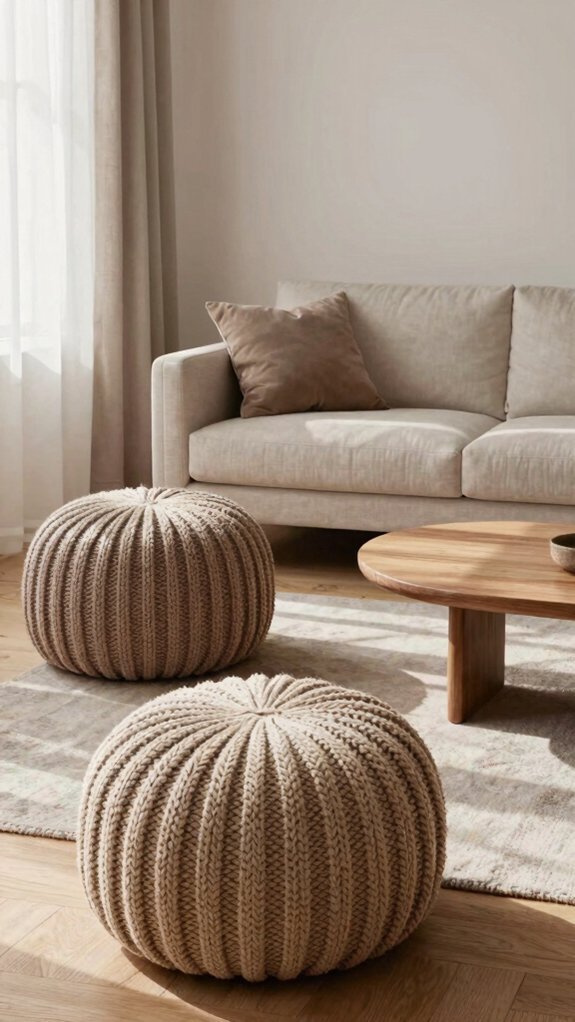 knit poufs for flexible comfort