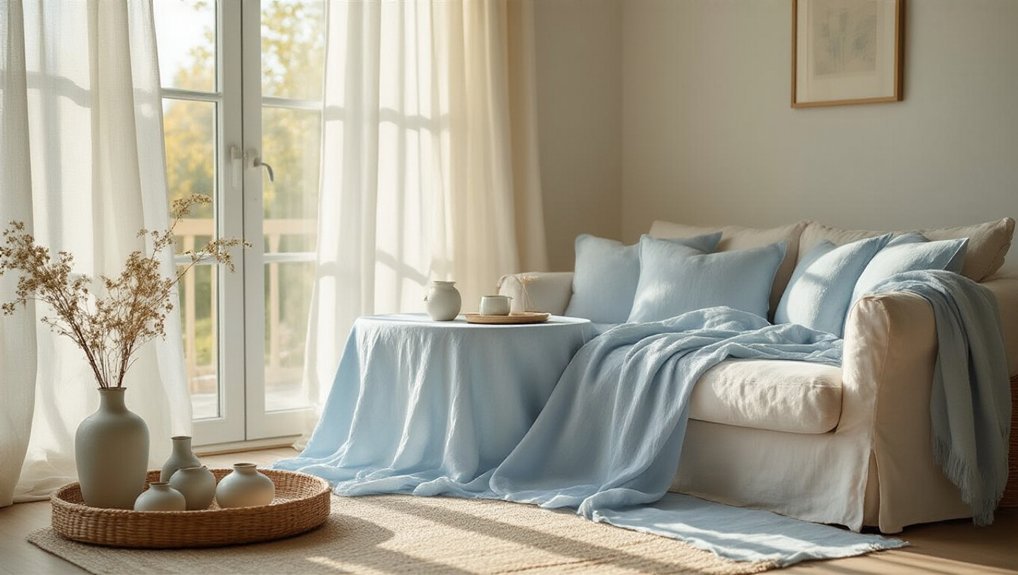 layer light blue linens for breezy summer