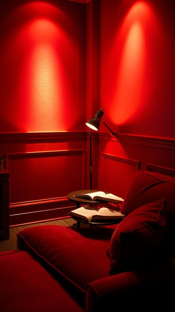 layered lighting for red rooms