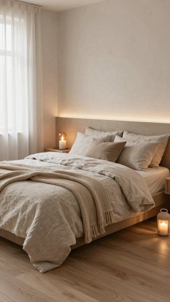 layered warm bedroom lighting