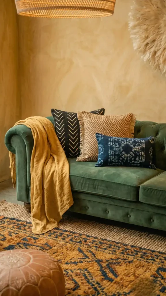 Sofa-textile-layer-built-with-mud-cloth-Kuba-cloth-and-Adire