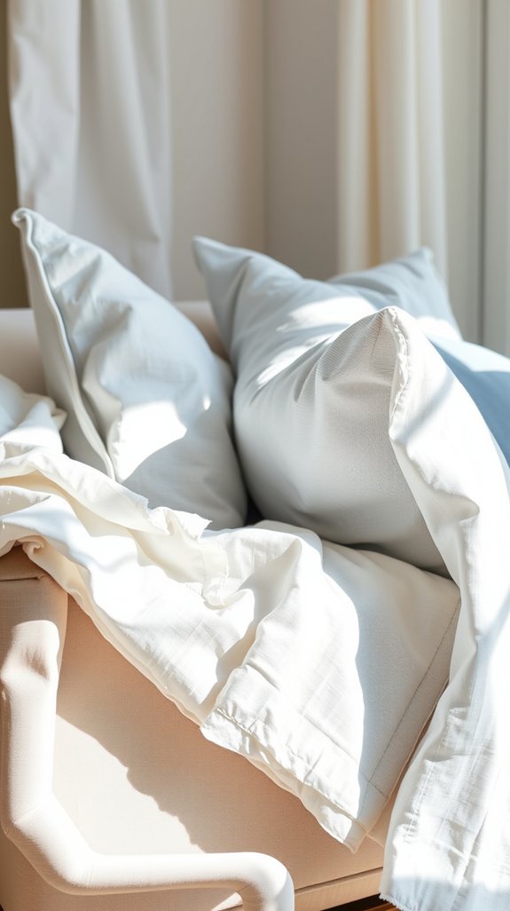 light blue linen cool textured bedding