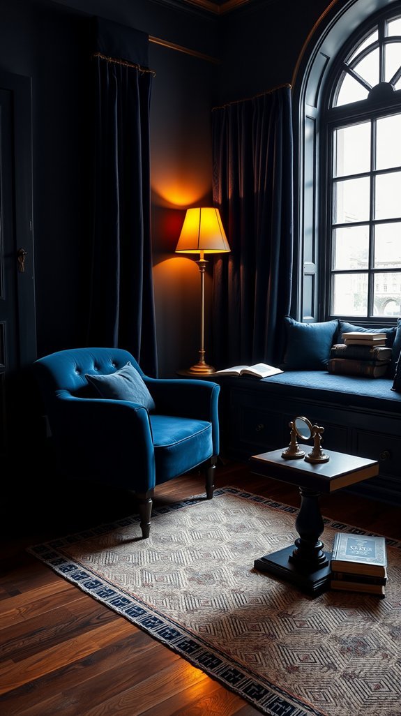 midnight blue reading nook sanctuary