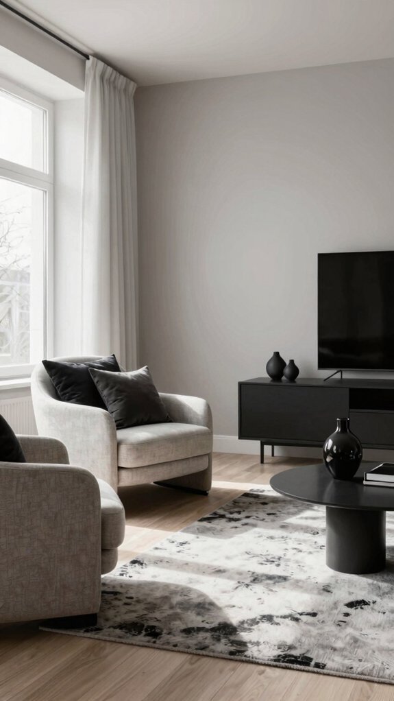 monochromatic contrast with charcoal accents