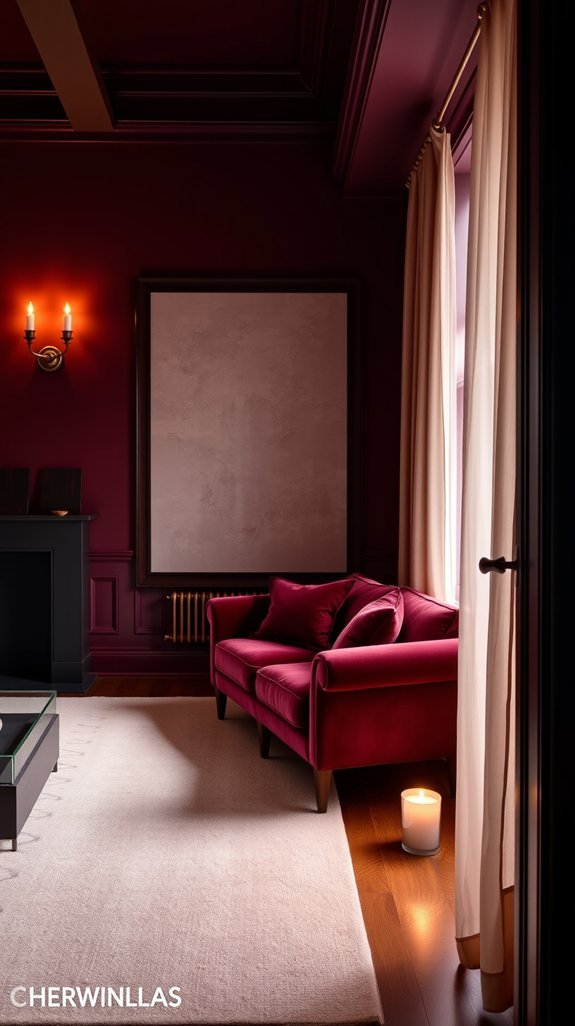 moody dark red with depth