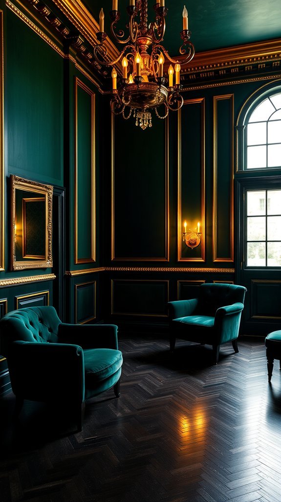 moody emerald gold accents