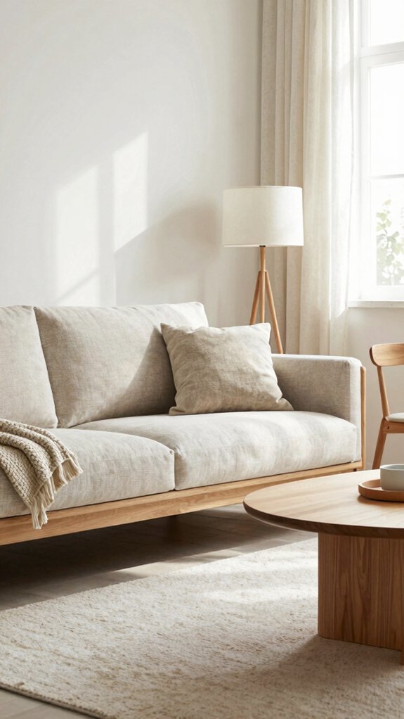 natural linen sofa recycled metal accents