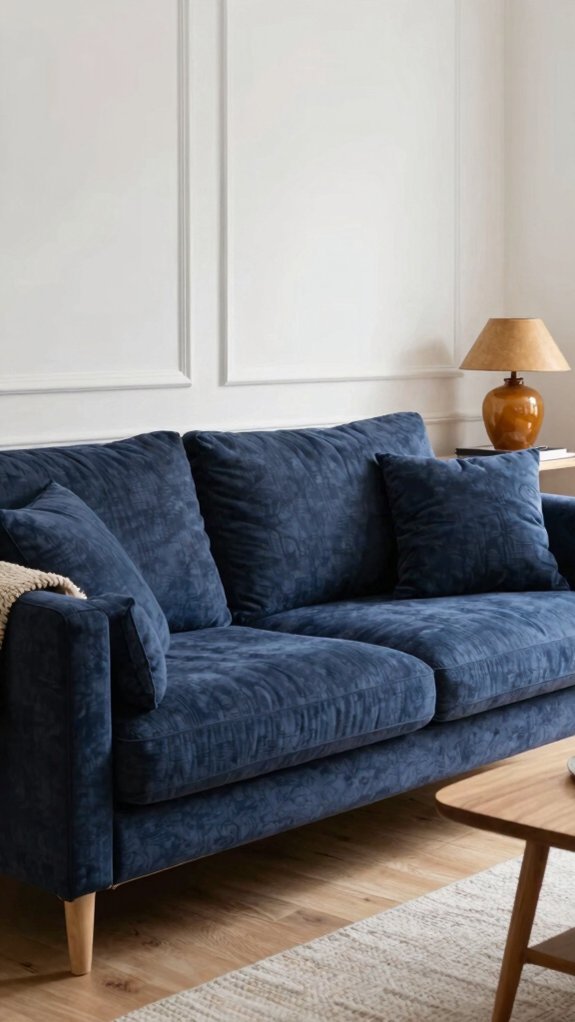 navy white amber coziness