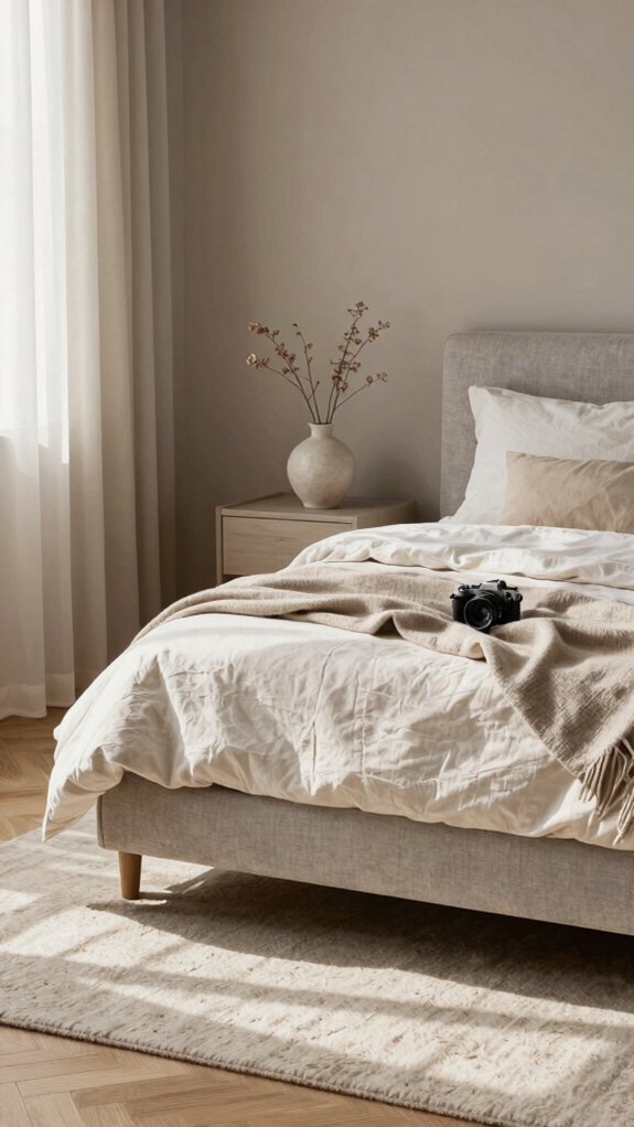 neutral tones with muted greens