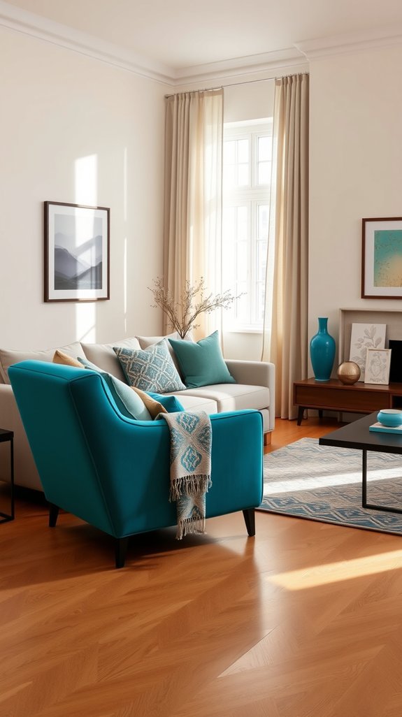 one turquoise furniture piece