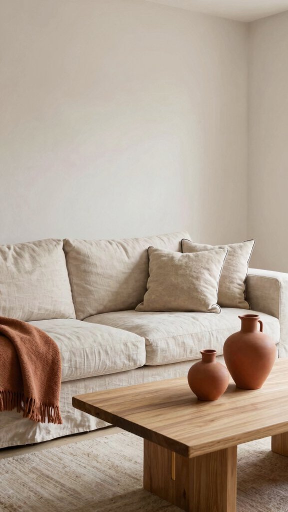 pale linen muted terracotta warmth