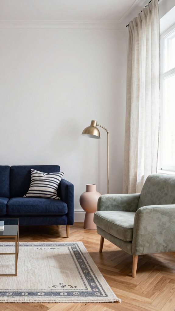 patterned accents in restrained balance