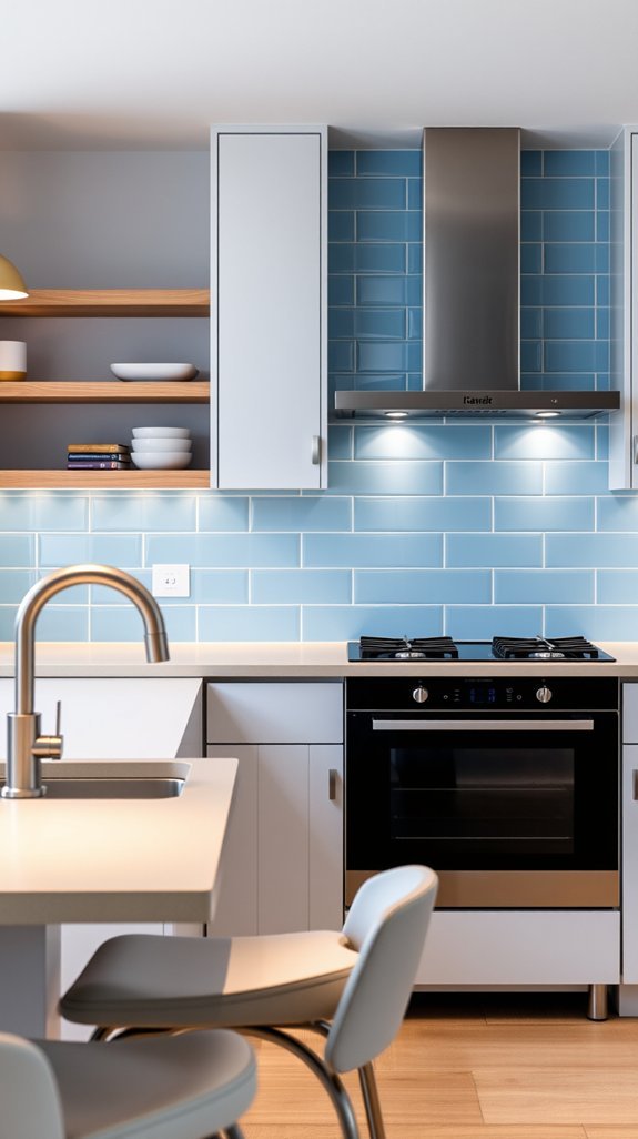 peel and stick soft blue backsplash
