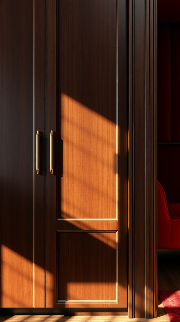 red accents harmonize wood tones