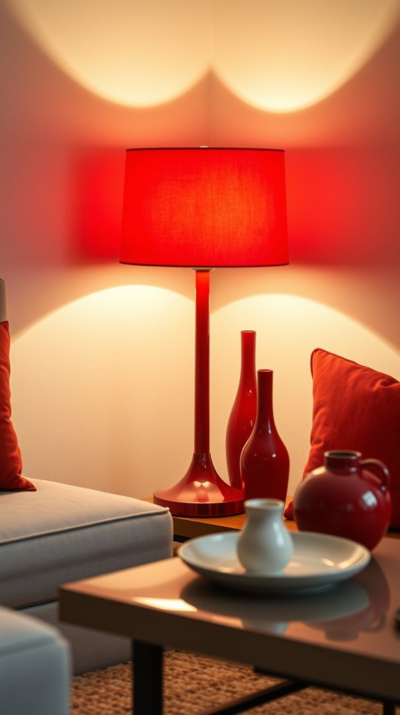 red ceramic lamp cozy mood