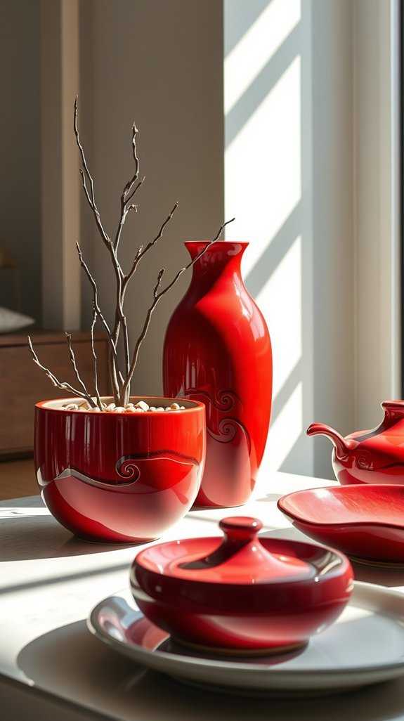 red ceramic vases elevate spaces
