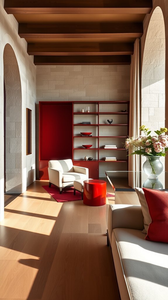 red dominant design language across homes and retail