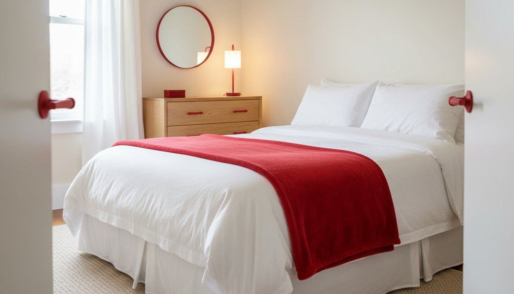 red hardware refreshes bedroom on budget