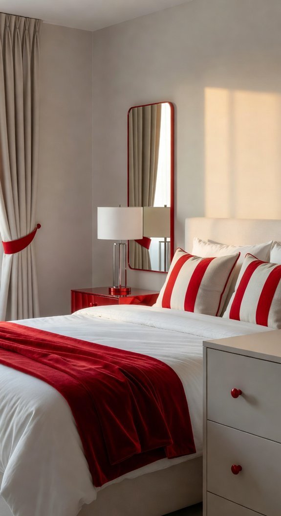 red hardware transforms bedroom details