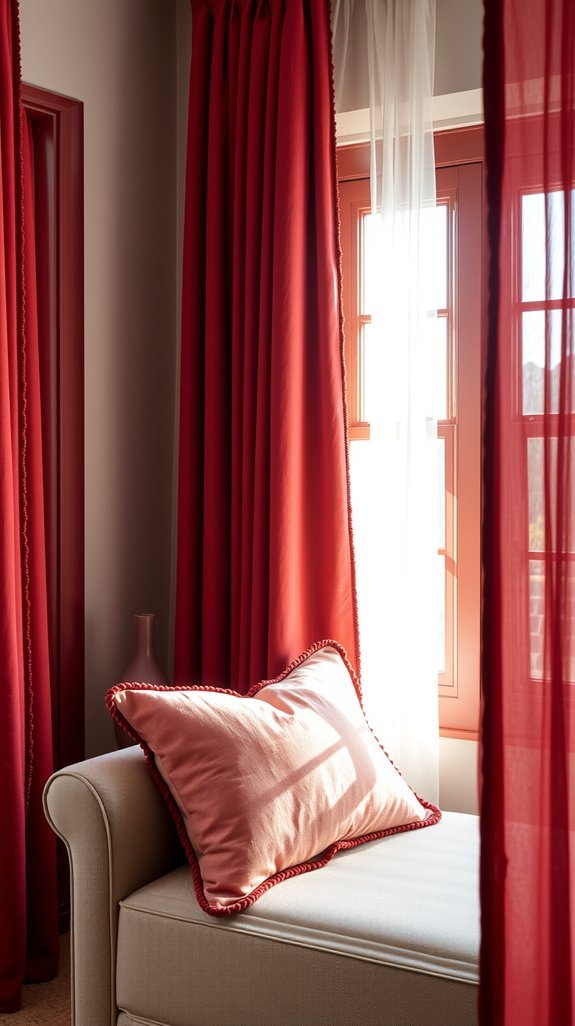 red window treatments elevate rooms gracefully
