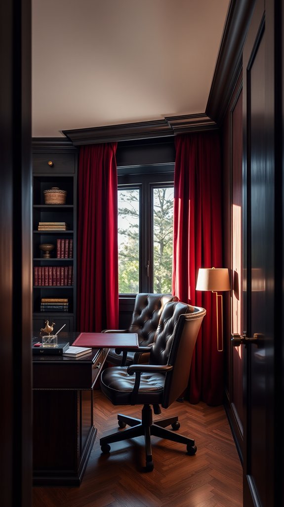rosewood and maroon home office transformation