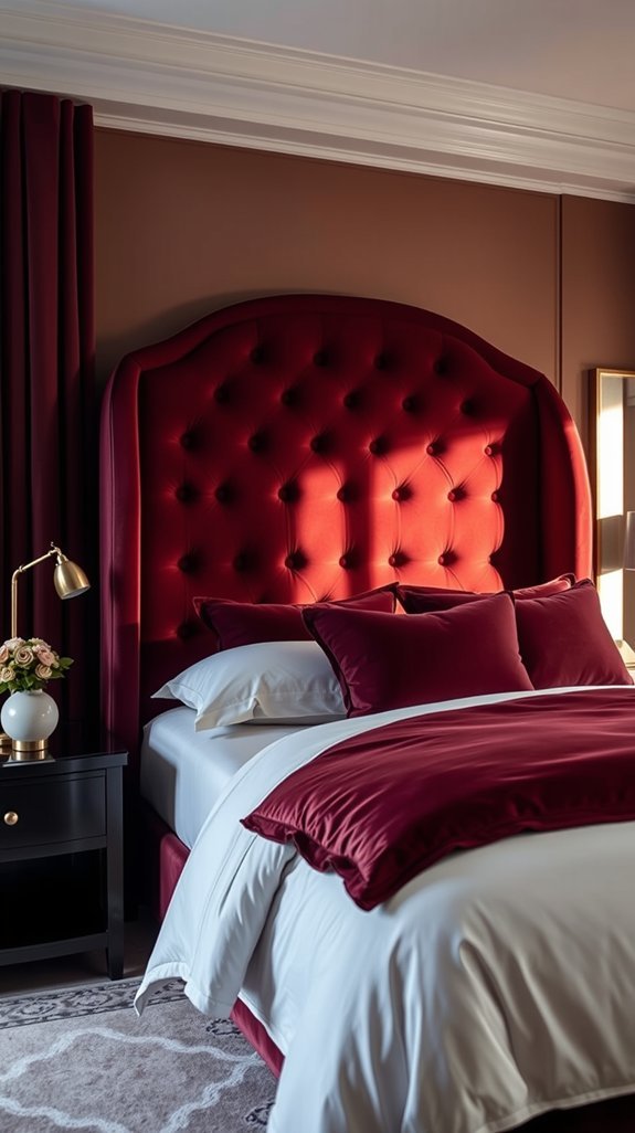 sculptural burgundy velvet headboard essence