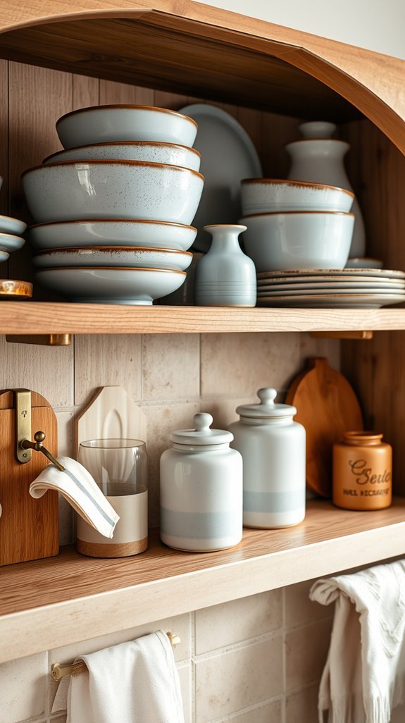 soft blue ceramics transform shelves effortlessly