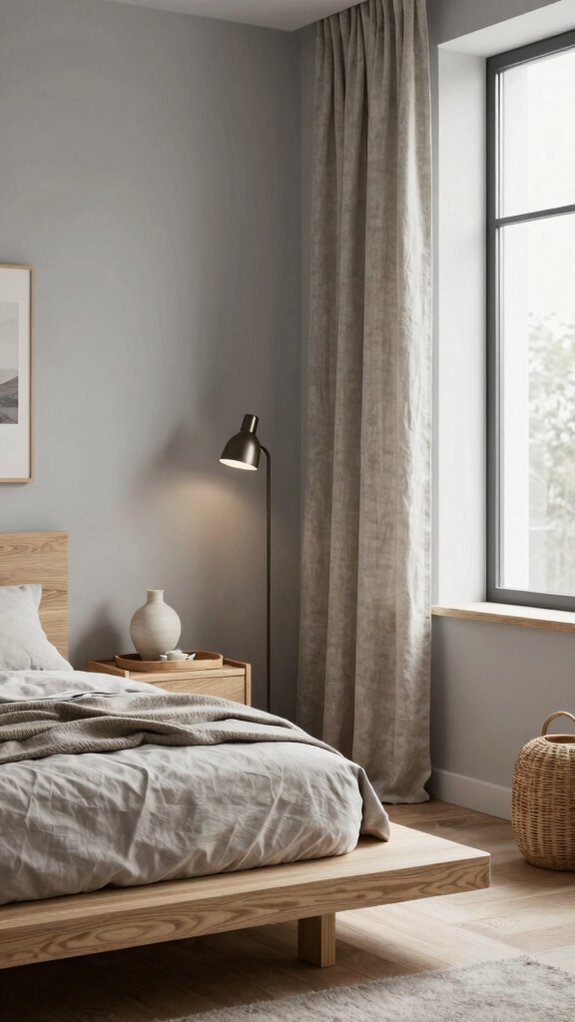 soft gray with warm wood harmony