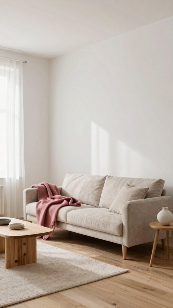 soft white with dusty rose accents