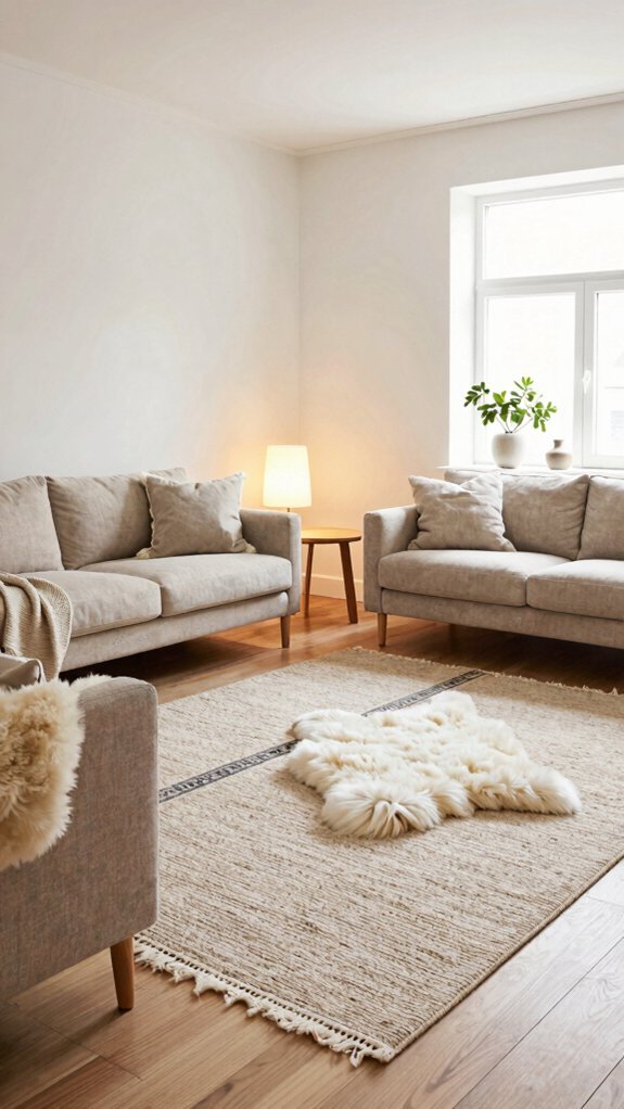 strategic rug layering fosters coziness