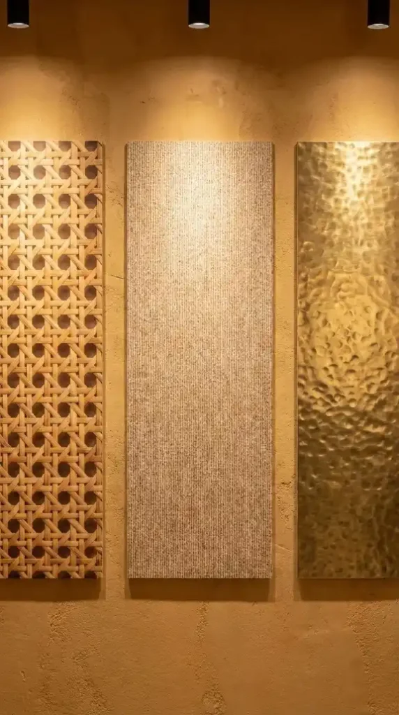 swatches-mounted-ochre-plaster-wall-tactile-material-wallpaper