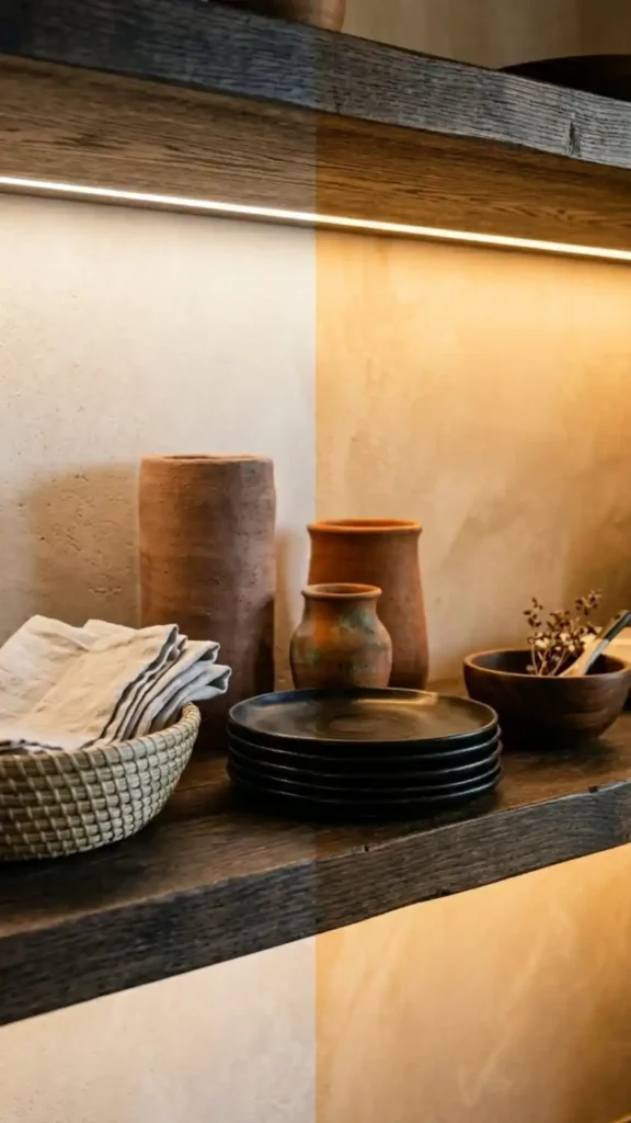 Terracotta-backsplash-under-cool-white-versus-warm-amber-kitchen-lighting