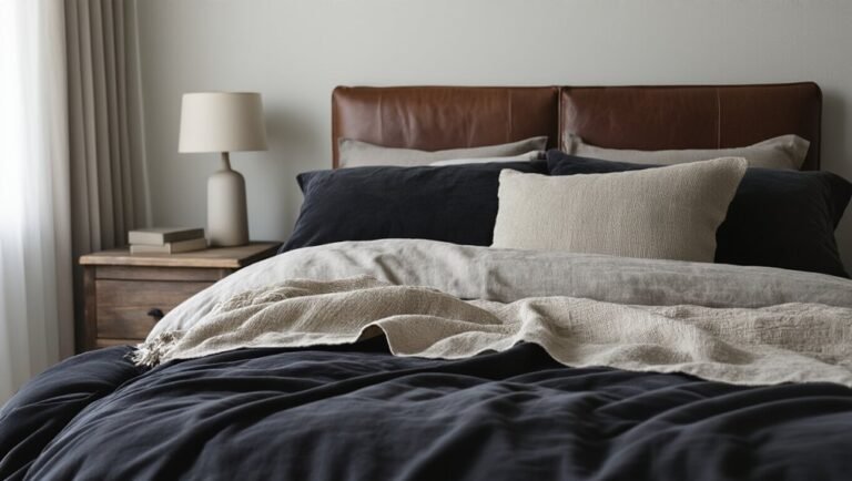 texture layering for dark bedroom velvet linen leather