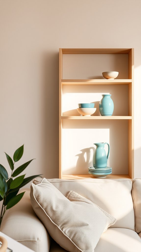 turquoise glass elevates shelves