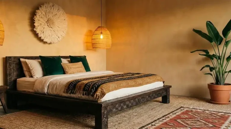 velvet-emerald-and-jute-cushions-stacked-at-the-headboard