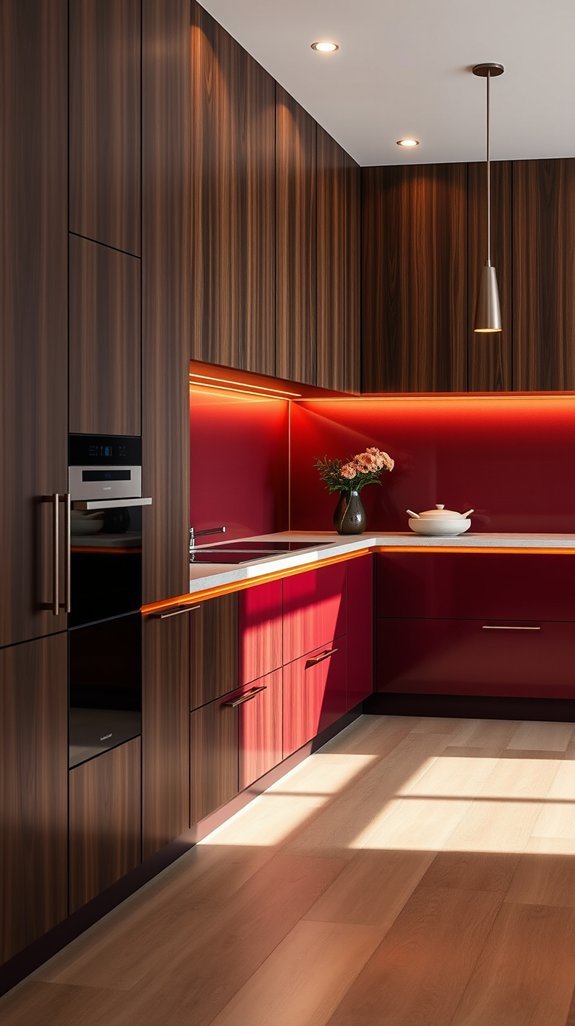walnut warmth with burgundy depth