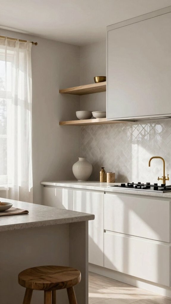 warm neutrals brass accents texture