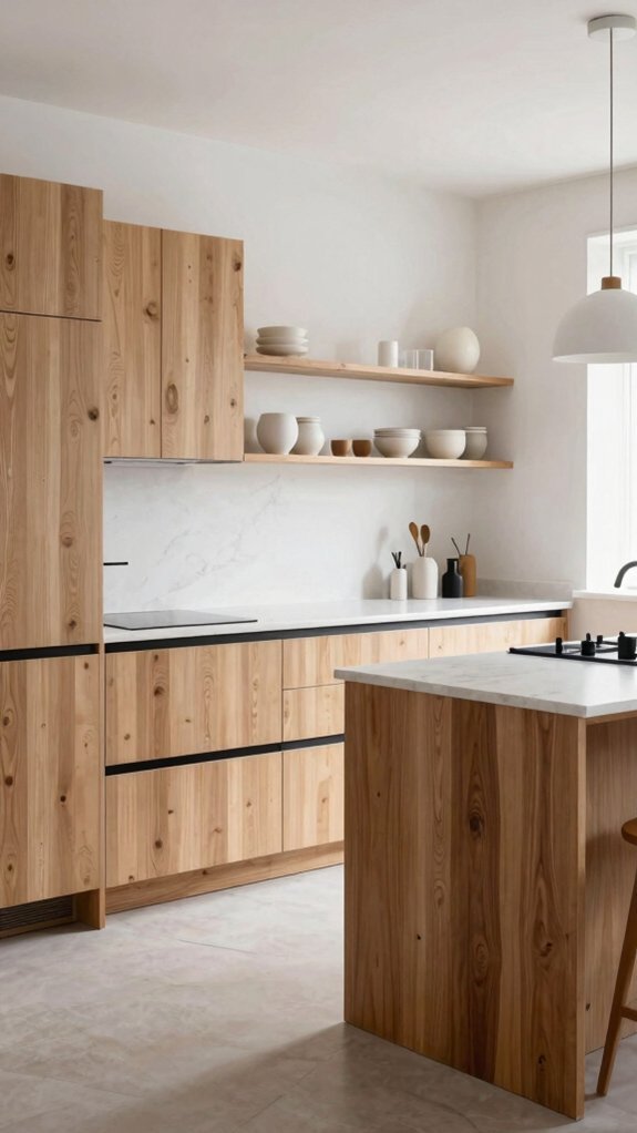 warm wood tones balance scandinavian kitchens
