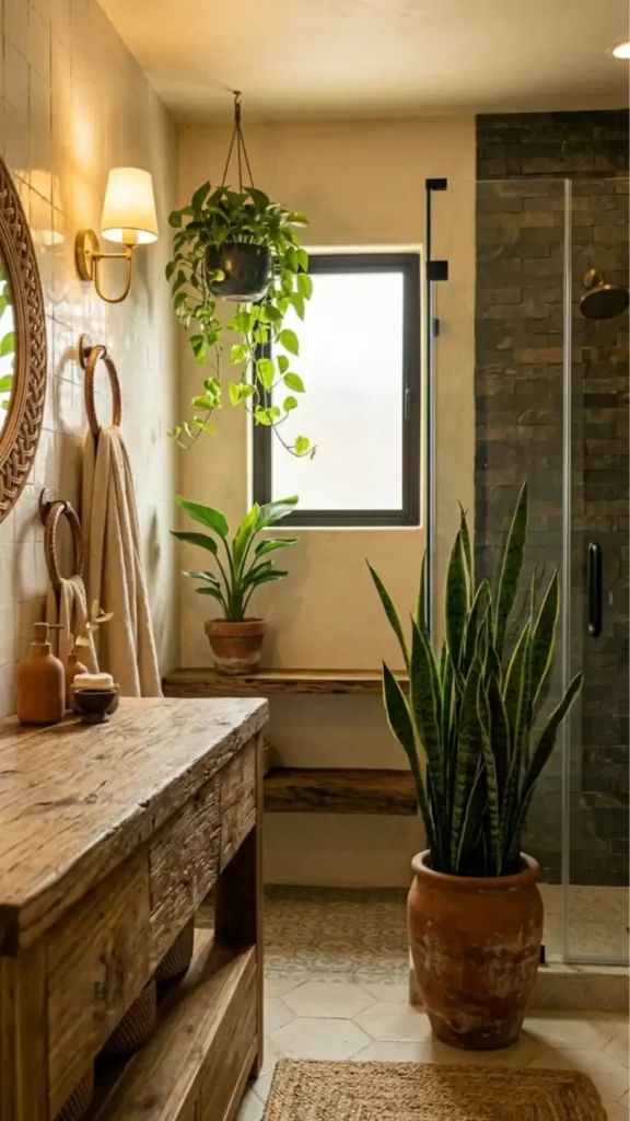 wide-shot-of-an-afro-bohemian-bathroom-with-three-distinct-greenery-positions