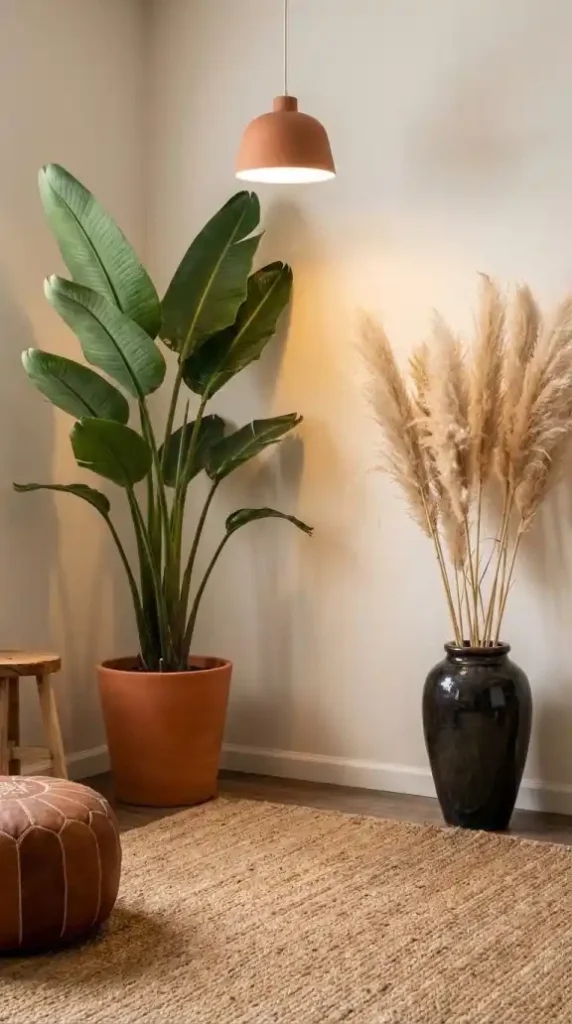 wide-shot-of-an-afro-bohemian-room-showing-two-distinct-greenery-registers
