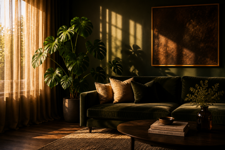 Dark Green Moody Living Room